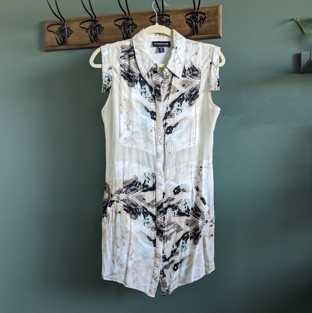 Stylestalker Sleeveless Patterned Shirt Dress